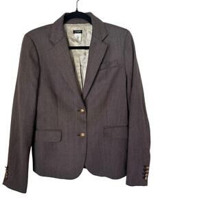 J. Crew Blazer Women's Size 6 Brown Wool Blend Single Breasted Schoolboy Blazer